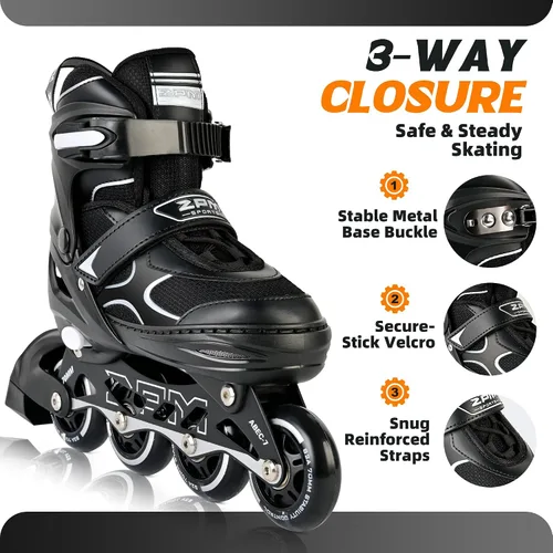 Vista 3 de 2PM SPORTS Patines en línea para niños y niñas, niños de 5 a 8 a 12 años, 4 a 6, 6 a 12 años, con ruedas iluminadas, cuchillas ajustables