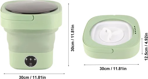 Vista 6 de Lavadora portátil, lavadora plegable, capacidad de 6.5 L, secadora de centrifugado, 100240 V, verde, para el hogar, apartamento, campamento