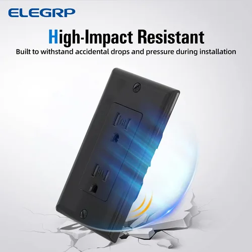 Vista 3 de ELEGRP Toma de corriente decorativa de pared, resistente a manipulaciones, 15 amperios, salida de pared eléctrica estándar, grado residencial