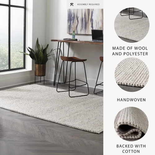 Vista 4 de Signature Design by Ashley Jossick - Alfombra neutra de pelo bajo de 5 x 7 pies, color beige y gris