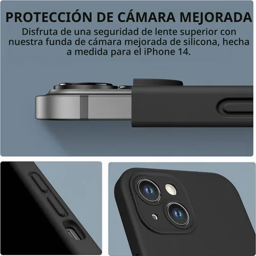 Vista 4 de CellEver Funda de silicona resistente para iPhone 14 [protección de cámara] [revestimiento antiaceite] protección militar contra caídas