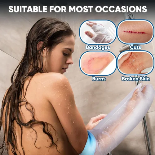 Vista 6 de Funda impermeable para brazo de fundición para adultos, protector de brazo de ducha, bolsa de ducha, mantiene las heridas secas, protector
