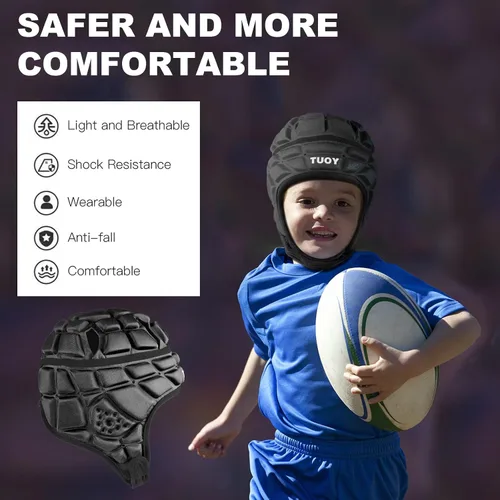 Vista 2 de Casco de rugby – Casco acolchado suave de 7 v7 bandera de fútbol de fútbol para jóvenes, niños, adultos