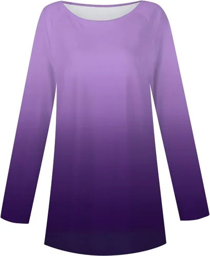 Vista 4 de Atuendos de otoño para mujer con estampado de cuello redondo, sin botones, manga larga, cómodas, elegantes, sudaderas para ocultar el vientre