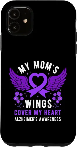 Vista 5 de Funda morada para iPhone 14 My Mom's Wings Cover My Heart Alzheimer's Awareness