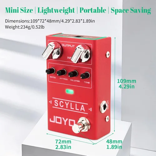 Vista 6 de JOYO Pedales de Bajo para Guitarra, Pedal de Efecto Compresor con Perillas de Compresión Precisas, Bajo Ruido y Alto Rango de Control Dinámico