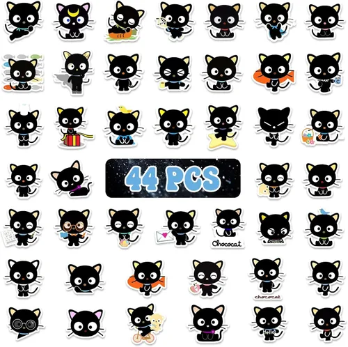 Vista 2 de 44 calcomanías de gato negro lindo Kawaii japonés anime pegatinas niños y adultos para laptop, guitarra, monopatín, decoración del hogar