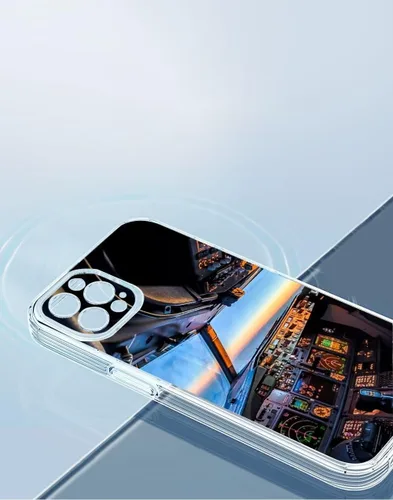 Vista 2 de Funda de teléfono compatible con iPhone SE 3rd/2nd/8/7 Flying Pilot Captain Co Plane Cockpit Airplane Europe a prueba de golpes suave a rayas