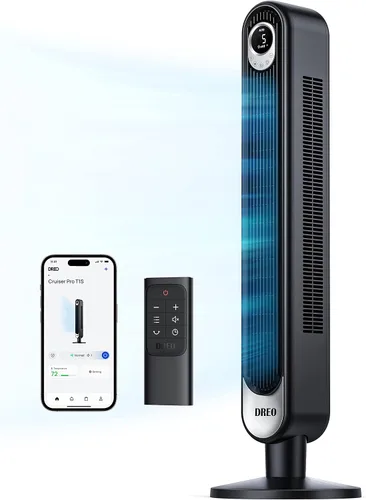 Vista 2 de Dreo Ventilador de torre inteligente, control de voz WiFi, compatible con Alexa/Google y ventiladores para el dormitorio del hogar, ventilador