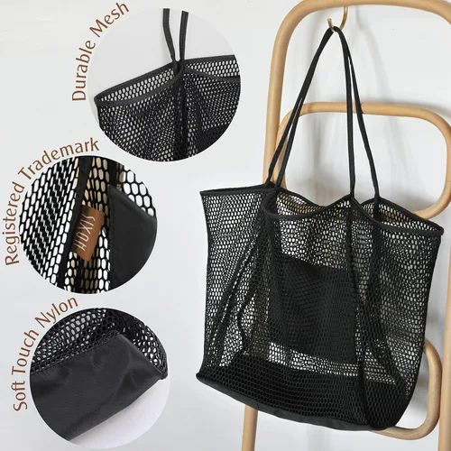 Vista 3 de Bolso de hombro para mujer Hoxis de malla, para la playa