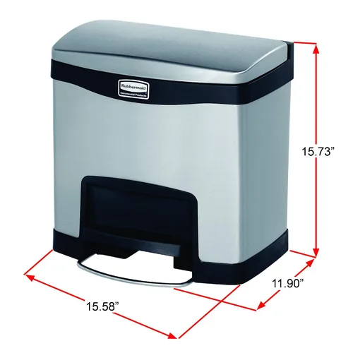 Vista 5 de Papelera acero inoxidable con pedal Rubbermaid Commercial Slim Jim, Negro (Black Trim), 1