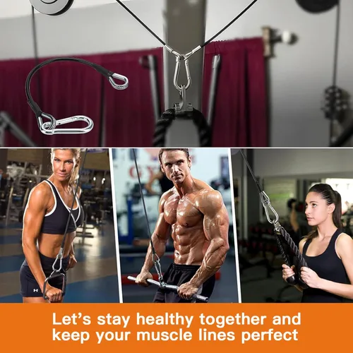Vista 6 de 2 piezas de extensión de cable para gimnasio, accesorios de reemplazo para máquina de cable, accesorios de polea de cable para gimnasio - cuerda