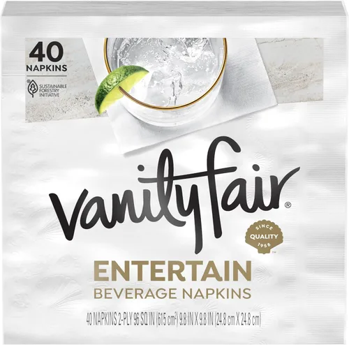 Vista 2 de Vanity Fair Servilletas de papel para bebidas Entertain Beverly, 480 unidades, servilletas desechables hechas para entretenimiento y eventos