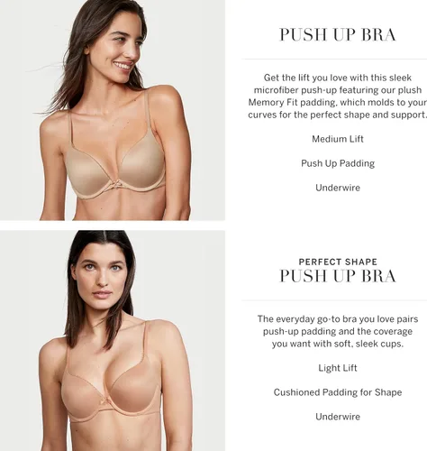 Vista 5 de Victoria's Secret Brasier pushup, cobertura completa, suavizado, acolchado de forma perfecta (34B-38DDD)