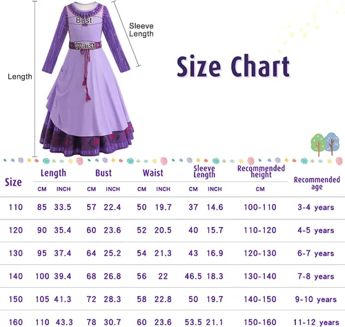 Vista 6 de Wish Asha - Disfraz de princesa para niñas, disfraz de cosplay para Halloween, fiesta de Navidad