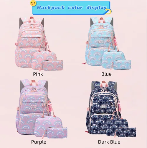 Vista 2 de Mochila para niños y niñas con lonchera para la escuela combo de lonchera