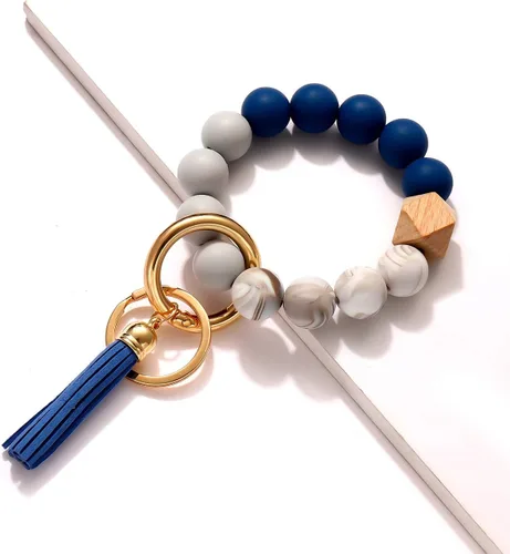 Vista 5 de 4 llaveros de silicona para mujer, pulsera elástica, llavero para casa y automóvil