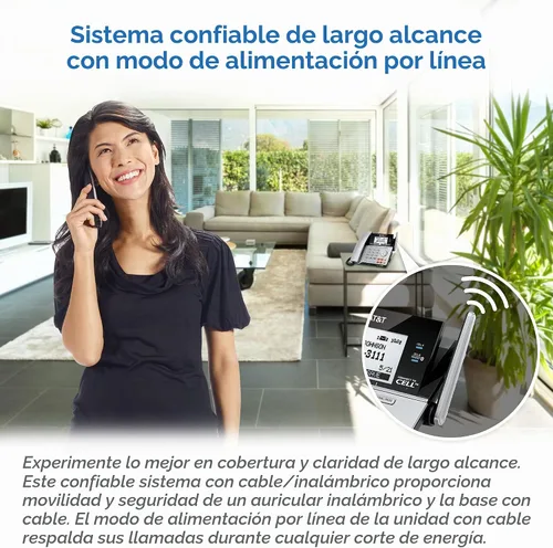 Vista 7 de Teléfono AT&T DECT 6.0 con identificador de llamadas y llamada en espera, Plateado/Negro
