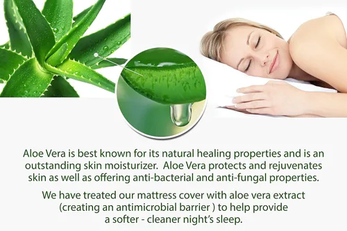 Vista 6 de AC Pacific ALOE - Colchón de espuma viscoelástica de lujo, suave, para dormitorio, con extracto de aloe vera, con infusión de tela, tamaño Queen