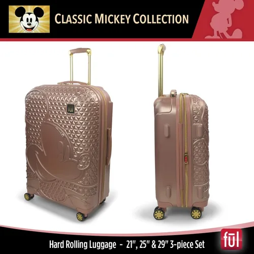 Vista 2 de FUL Disney Mickey Mouse - Maleta rígida con ruedas giratorias Oro Rosa Disney Mickey Mouse - Maleta rígida con ruedas giratorias