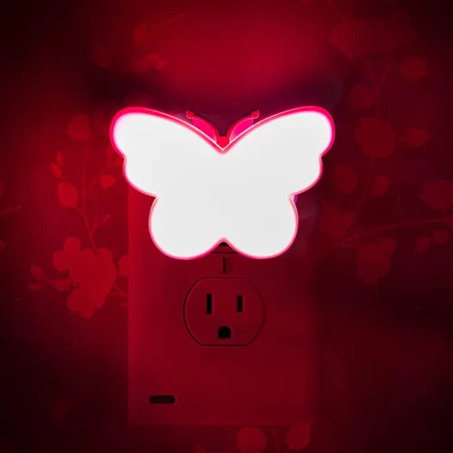 Vista 3 de 2 luces LED de mariposa enchufables, luces nocturnas de pared con sensor inteligente del atardecer al amanecer, encendido/apagado automático