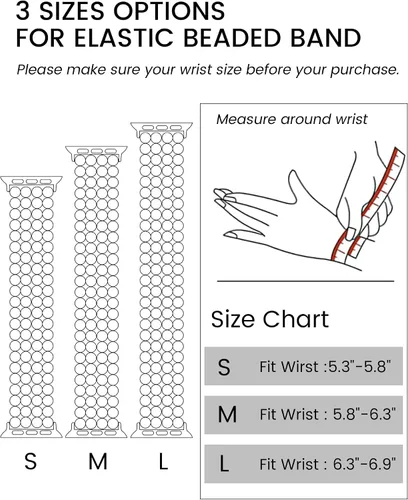 Vista 4 de JR.DM - Pulsera de cuentas compatible con Apple Watch de 40 mm, 38 mm, 41 mm, 42 mm; correa elástica hecha a mano para iWatch Series