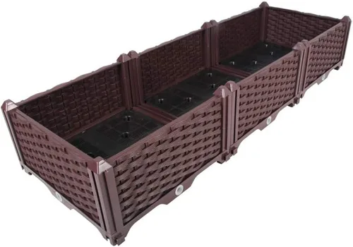 Vista 30 de BAOYOUNI - Juego de jardinera cuadrada para interiores o exteriores, maceta de plástico, caja de cultivo para verduras frescas, hierbas, flores