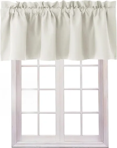 Vista 20 de Hiasan Cortinas opacas con cenefa para oscurecimiento sólido de habitación, cenefas con bolsillo para barra, para ventanas, 42 x 12 pulgadas