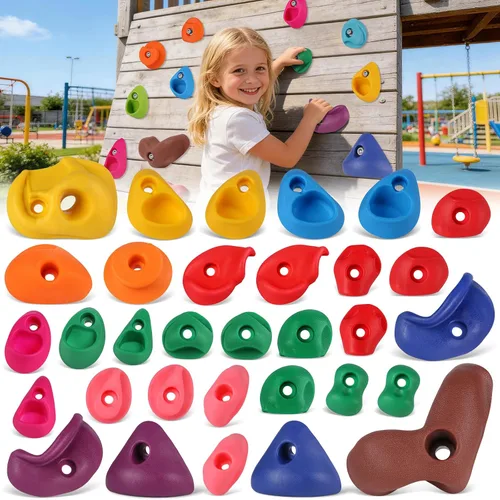Vista 15 de 20 piezas de pared de escalada en roca para niños, agarres de pared de escalada en roca, kits de agarres de pared de escalada para adultos que