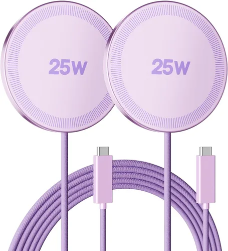 Vista 17 de Cargador inalámbrico magnético de 25 W: almohadilla de carga rápida para iPhone 17, 16, 15, 14, 13, 12 Pro Max, Samsung Galaxy S26 S25, Google Pixel