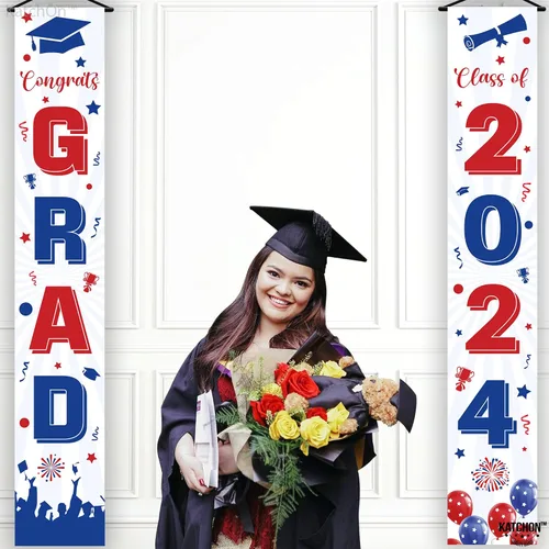 Vista 4 de KatchOn, Cartel de graduación de felicitaciones rojas y azules – 72 x 12 pulgadas, NO DIY, pancarta de puerta de graduación, decoraciones de puerta