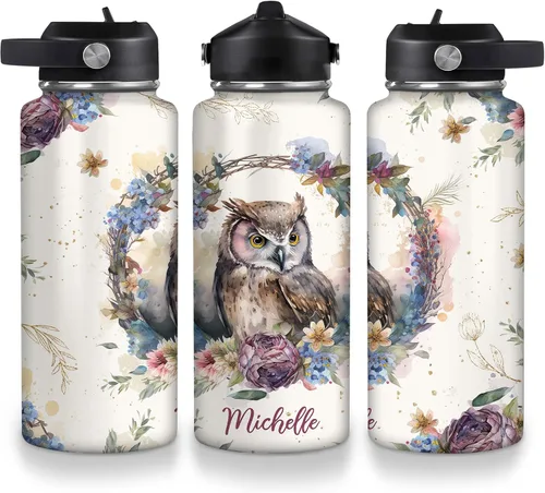 Vista 21 de Hyturtle Botella de agua de acero inoxidable con animales personalizados 19032025 D2 (abeja)