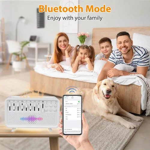 Vista 3 de Máquina de ruido blanco con difusor de aceite esencial y luz nocturna, terapia de sonido portátil para adultos/bebés, 8 sonidos naturales