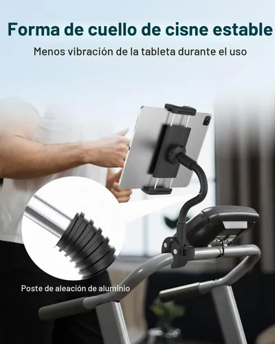 Vista 4 de Soporte para tablet para silla de ruedas, cochecito, bicicleta giratoria, cinta de correr, soporte de micrófono, barco/abrazadera de manillar