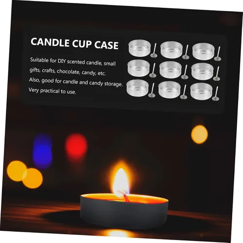 Vista 8 de EXCEART Juego de 100 velas de aluminio para decoración de velas, contenedor de caja de aperitivos, kits de adornos caseros, estuche de mecha