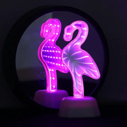 Vista 8 de Lámpara Chi-buy de espejo infinito, luz nocturna led, luz de espejo 3D, diseño de flamenco, cactus, piña y estrella, diseño de unicornio