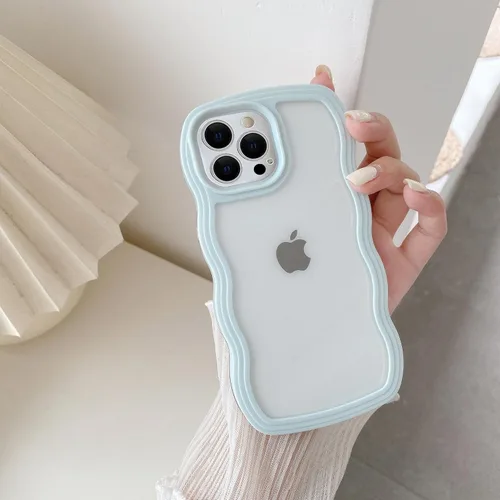 Vista 16 de QLTYPRI Funda compatible con iPhone 7/8/SE, bonita funda transparente con marco ondulado rizado para niñas y mujeres, funda protectora de TPU