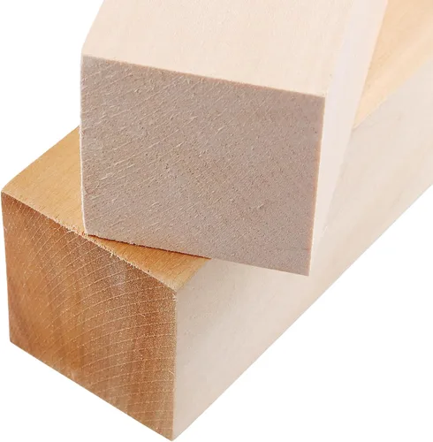 Vista 3 de MANCHAP Paquete de 16 bloques de tallado de madera de tilo de 6 x 2 x 2 pulgadas, bloques de tallado de madera maciza sin terminar, bloque de tilo