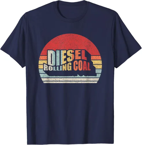 Vista 44 de Camiseta de camión diésel con motor diésel retro y divertido de carbón, Negro