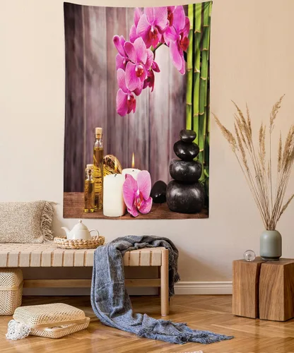 Vista 36 de Lunarable Tapiz mexicano, tema de cultura latinoamericana, sombrero de paja, manta de serape de Maracas, decoración de tela para colgar en la pared