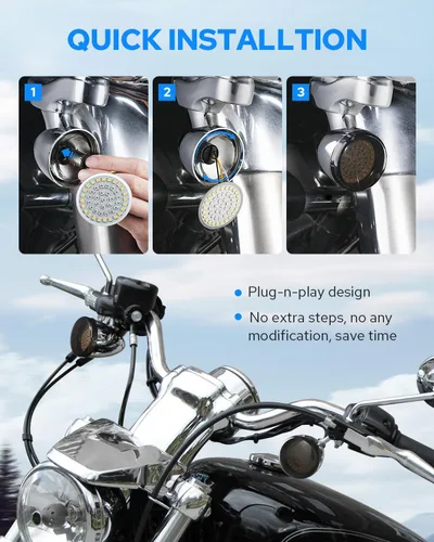 Vista 6 de Benlari Nueva versión 1157 Bombillas LED intermitentes, luces traseras delanteras de 2 pulgadas con lentes ahumados aptos para Harley Davidson