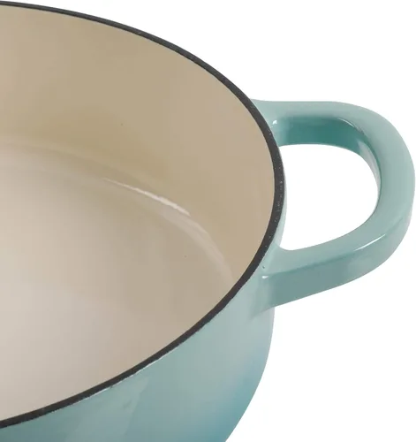 Vista 4 de Crock Pot Artisan - Cacerola de hierro fundido esmaltado con tapa, 5 cuartos de galón, azul aguamarina