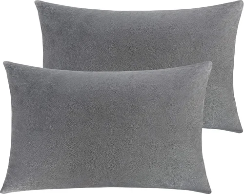 Vista 26 de NTBAY Fundas de almohada de terciopelo con cremallera, paquete de 2 fundas de almohada de viaje de franela de lujo, 13 x 18 pulgadas, color negro