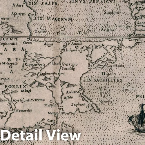 Vista 2 de Mapa histórico: Península Arábiga, Asia Tabvla Asiae VI. Della Geografia di Tolomeo. Libro Sesto, 1599 Atlas, arte de pared vintage : 24 x 18