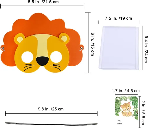 Vista 5 de Winlyn 27 juegos de máscaras de animales de la selva, kits de manualidades, máscaras faciales de animales de safari, máscaras de espuma para fiestas