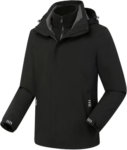 Vista 3 de Chaqueta de esquí para mujer, 3 en 1, con capucha, impermeable, resistente al viento, chaqueta de forro polar, impermeable, snowboard y montaña