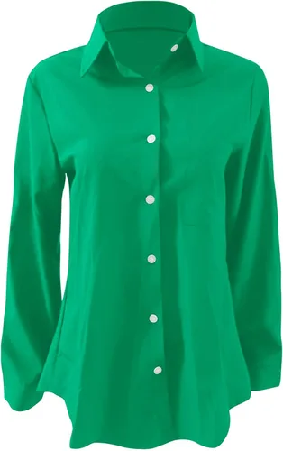 Vista 5 de UODSVP Camisa de manga larga con botones para mujer, blusa de manga larga con bolsillo con solapa