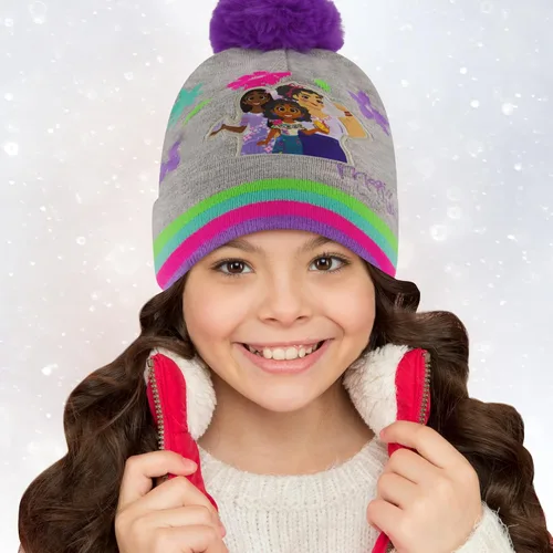 Vista 2 de Disney Conjunto de gorro y guantes de invierno para niñas de 2 a 4 años o sombrero Encanto y guantes para niños de 4 a 7 años