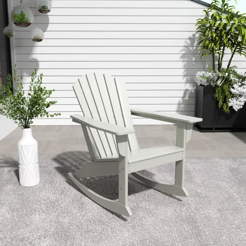 Vista 16 de WestinTrends Dylan - Silla mecedora Adirondack de plástico de polietileno para exteriores, color negro