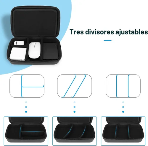 Vista 7 de ProCase Estuche organizador electrónico de viaje duro para MacBook Adaptador de corriente Cargadores Cables Power Bank Apple Magic Mouse Apple